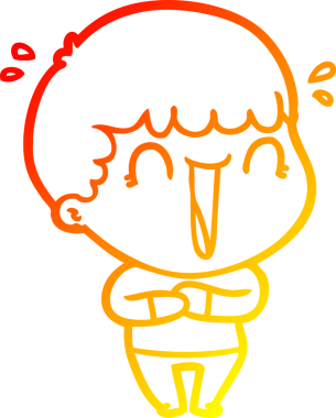 Bir insan tarafından çizilmiş gülen bir çizgi film karakterinin sıcak çizgi çizimi.