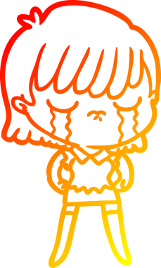 Bir insan tarafından çizilmiş, ağlayan bir çizgi kadın çizimi.