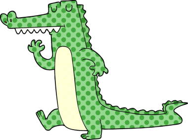 Bir insan tarafından çizilmiş timsah çizgi filmi.