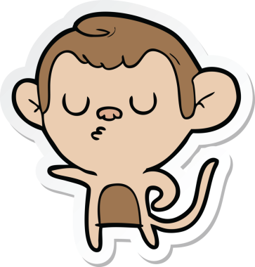 Bir insan tarafından çizilmiş çizgi film maymununun çıkartması.