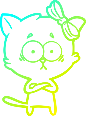 Bir insan tarafından çizilen çizgi film kedisinin soğuk gradyan çizgisi.