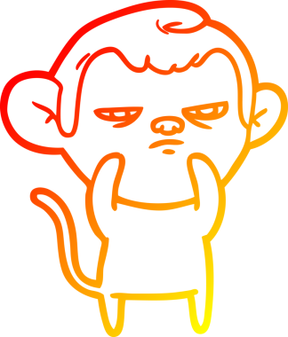 Bir insan tarafından çizilmiş çizgi film maymunu çizimi