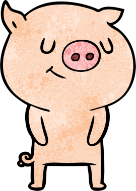 Bir insan tarafından çizilmiş mutlu çizgi film domuzu.