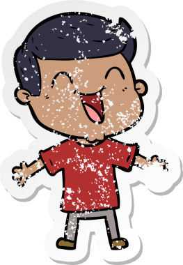 Bir insan tarafından çizilmiş mutlu bir adamın sıkıntılı çıkartması.