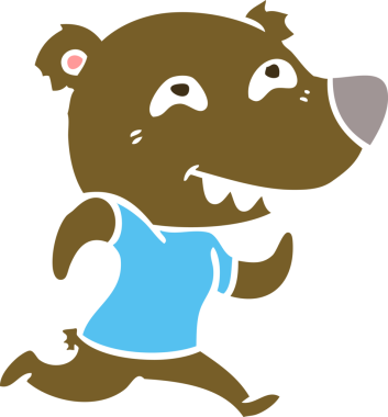 Bir insan tarafından çizilen düz renkli çizgi film ayısı