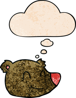 çizgi film mutlu ayı yüzü bir insan tarafından çizilmiş grunge doku ile düşünce kabarcığı