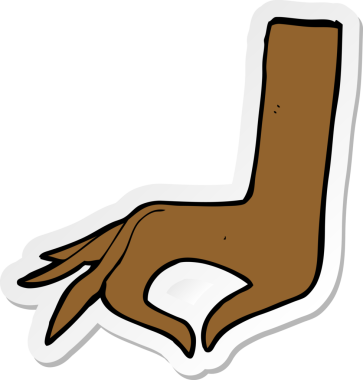 Bir insan tarafından çizilmiş bir el sembolünün çıkartması.