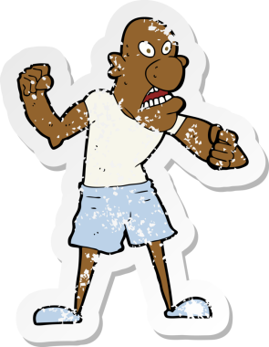 Bir insan tarafından çizilmiş şiddet dolu bir adamın karikatür yapıştırması.