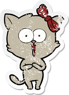 Bir insan tarafından çizilmiş karikatür bir kedinin sıkıntılı çıkartması.