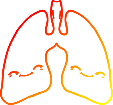 Bir insan tarafından çizilmiş bir karikatür akciğerinin sıcak gradyan çizimi