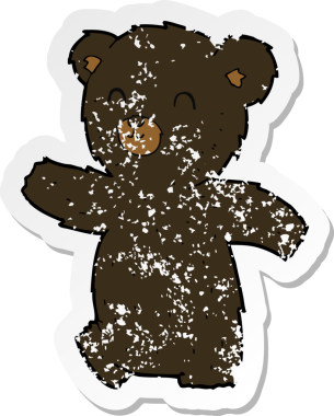 Bir insan tarafından çizilmiş sevimli bir çizgi film kara ayısının gerilimli çıkartması.