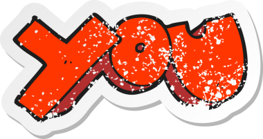 Bir insan tarafından çizilmiş, gerilmiş bir karikatür çıkartması.