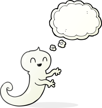 Bir insan tarafından çizilmiş serbest çizim baloncuk çizgi film hayaleti.