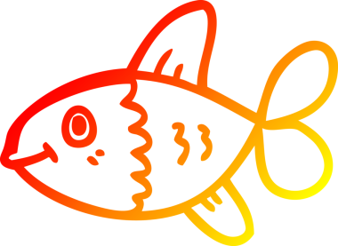 Bir insan tarafından çizilmiş karikatür balığının sıcak çizgi çizimi