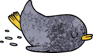 Bir insan tarafından çizilmiş kaygan penguen çizgi filmi.