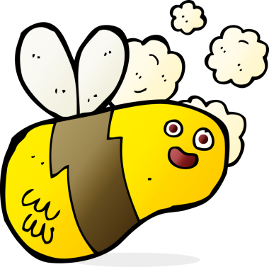 Bir insan tarafından çizilmiş çizgi film arısı.