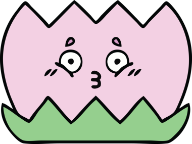 Bir insan tarafından çizilmiş tatlı bir nilüfer çiçeği karikatürü.