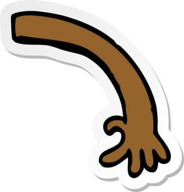 Bir insan tarafından çizilmiş bir karikatür kolunun çıkartması.