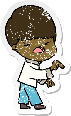 Bir insan tarafından çizilmiş stresli bir çizgi film çıkartması.