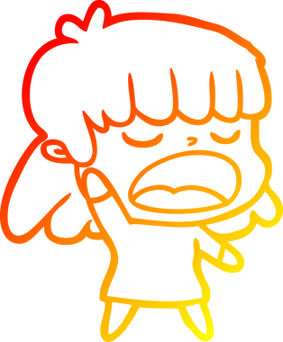 Bir insan tarafından yüksek sesle çizilmiş bir çizgi film kadını çizimi.