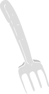 Bir insan tarafından çizilmiş çatalın düz renk çizimi
