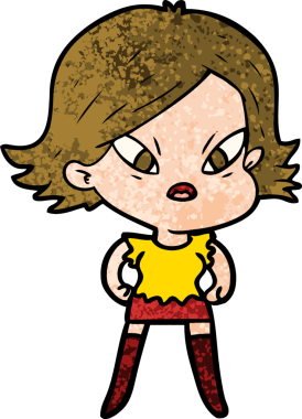 Çizgi film bir insan tarafından çizilmiş stresli kadın.