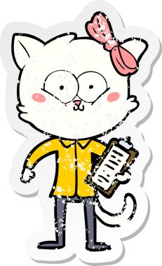 Bir insan tarafından çizilmiş karikatür bir kedinin sıkıntılı çıkartması.