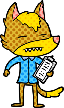 Ofis çalışanı Fox çizgi film karakteri bir insan tarafından çizilmiş.