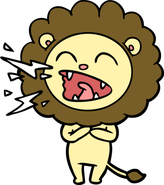 Bir insan tarafından çizilmiş kükreyen aslan çizgi filmi.