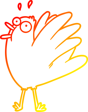 Bir insan tarafından çizilmiş çizgi film kuşunun ciyaklaması.