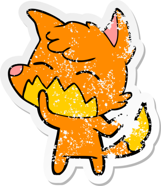 Bir insan tarafından çizilmiş tilki çizgi filminin sıkıntılı çıkartması.