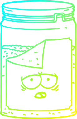 Bir insan tarafından çizilmiş bir çizgi film kavanozunun soğuk gradyan çizimi.