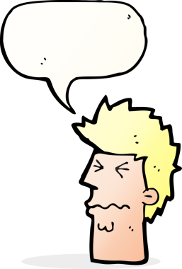 Bir insan tarafından çizilen konuşma baloncuğuyla suratını vurgulayan çizgi film