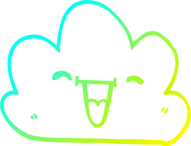 Bir çizgi filmin soğuk gradyan çizimi bir insan tarafından çizilmiş mutlu gri bulut