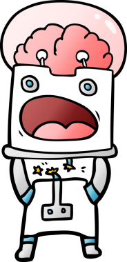 Bir insan tarafından çizilmiş çizgi film robotu