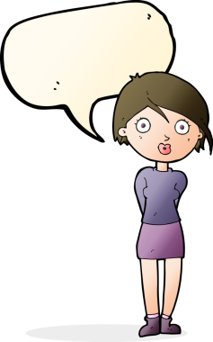 Bir insan tarafından çizilmiş konuşma balonlu bir kız.