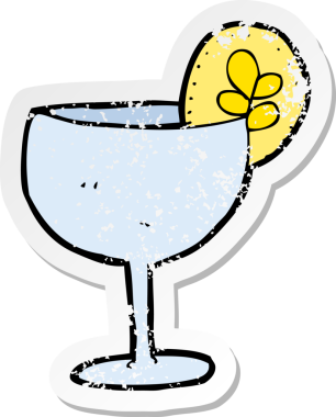 Bir insan tarafından çizilmiş karikatür kokteylinin gerilimli yapıştırması.