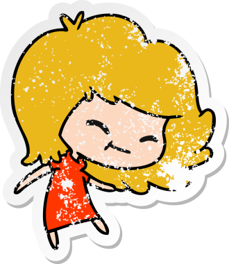 Bir insan tarafından çizilmiş tatlı kawai kızının serbest sticker 'ı.