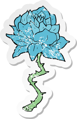 Bir insan tarafından çizilmiş karikatür çiçeğinin gerilmiş yapıştırması.