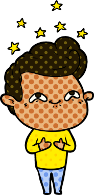 Bir insan tarafından çizilmiş heyecanlı bir çizgi film.