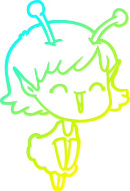 Soğuk gradyan çizgisi, bir insan tarafından çizilmiş gülen uzaylı bir kızın çizimi.