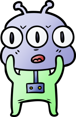 Bir insan tarafından çizilmiş üç gözlü uzaylı çizgi filmi.