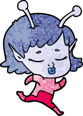 Bir insan tarafından çizilmiş uzaylı kız.