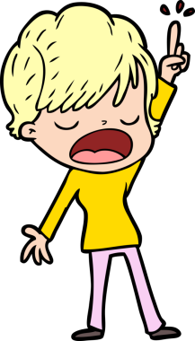 Bir insan tarafından çizilmiş bir karikatür kadın konuşuyor.