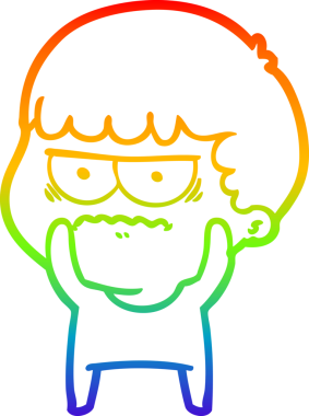 Gökkuşağı gradyan çizgi çizimi Bir insan tarafından çizilmiş rahatsız bir adam