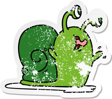 Bir insan tarafından çizilmiş sümüksü bir salyangozun serbest sticker 'ı.