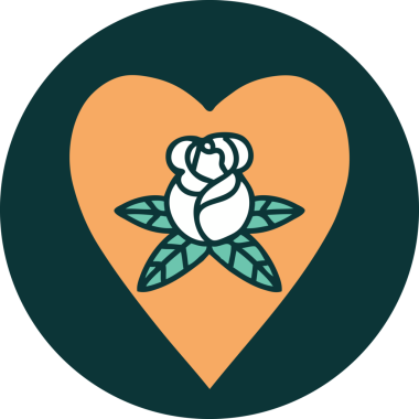 Bir insan tarafından çizilmiş kalp ve çiçeklerin ikonik dövme şekli