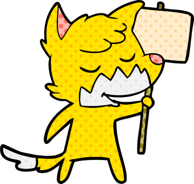 Bir insan tarafından çizilmiş protestolu çizgi film karakteri.