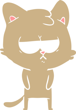 Sıkıcı düz renkli çizgi film kedisi bir insan tarafından çizildi