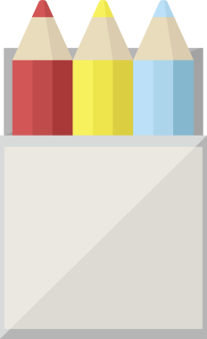 Bir insan tarafından çizilmiş renkli kalem paketi grafik vektör resimleme simgesi